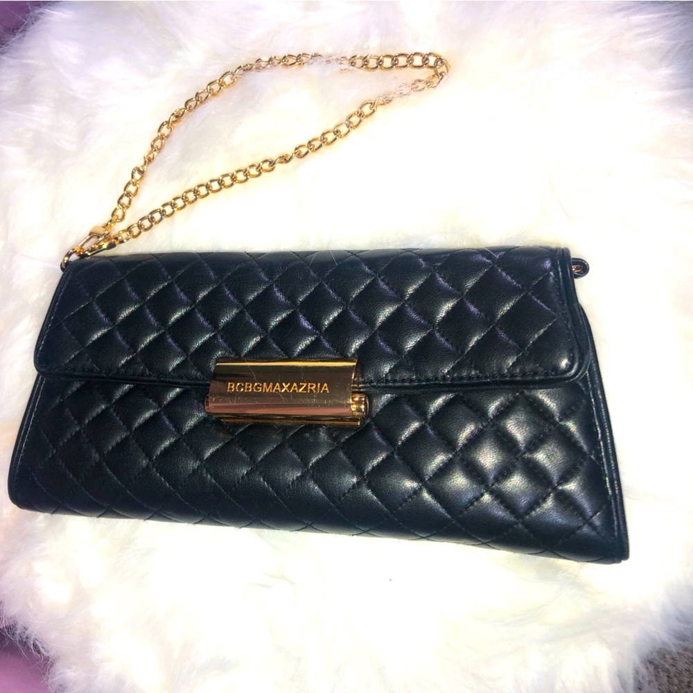 BCBG MAXAZRIA Black Leather Clutch